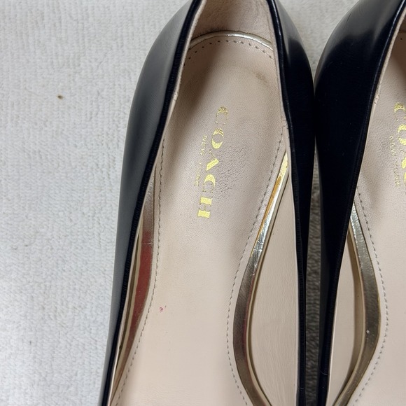 COACH Sloan Black Leather Kitten Heel Pump - Size 7 B Classic Luxury Old Money - Picture 2 of 12